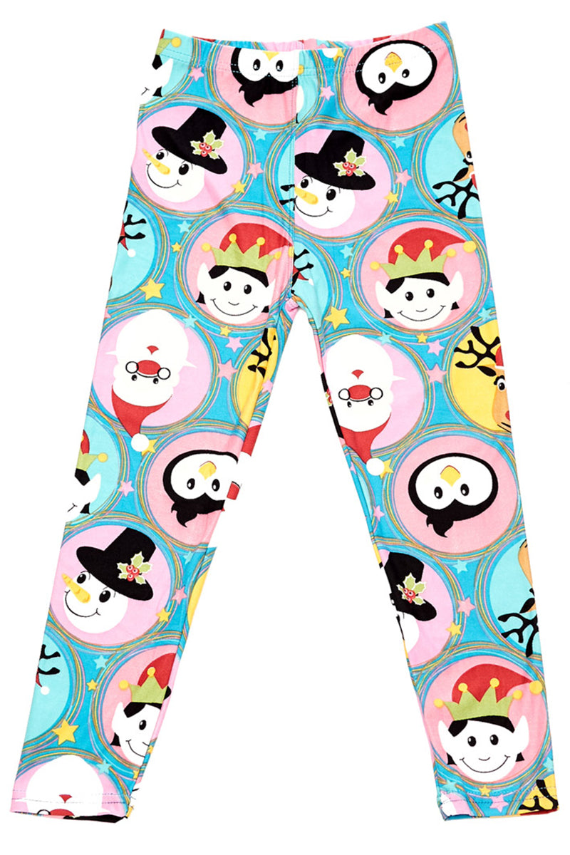 Buttery Soft Cute Christmas Faces Kids Leggings