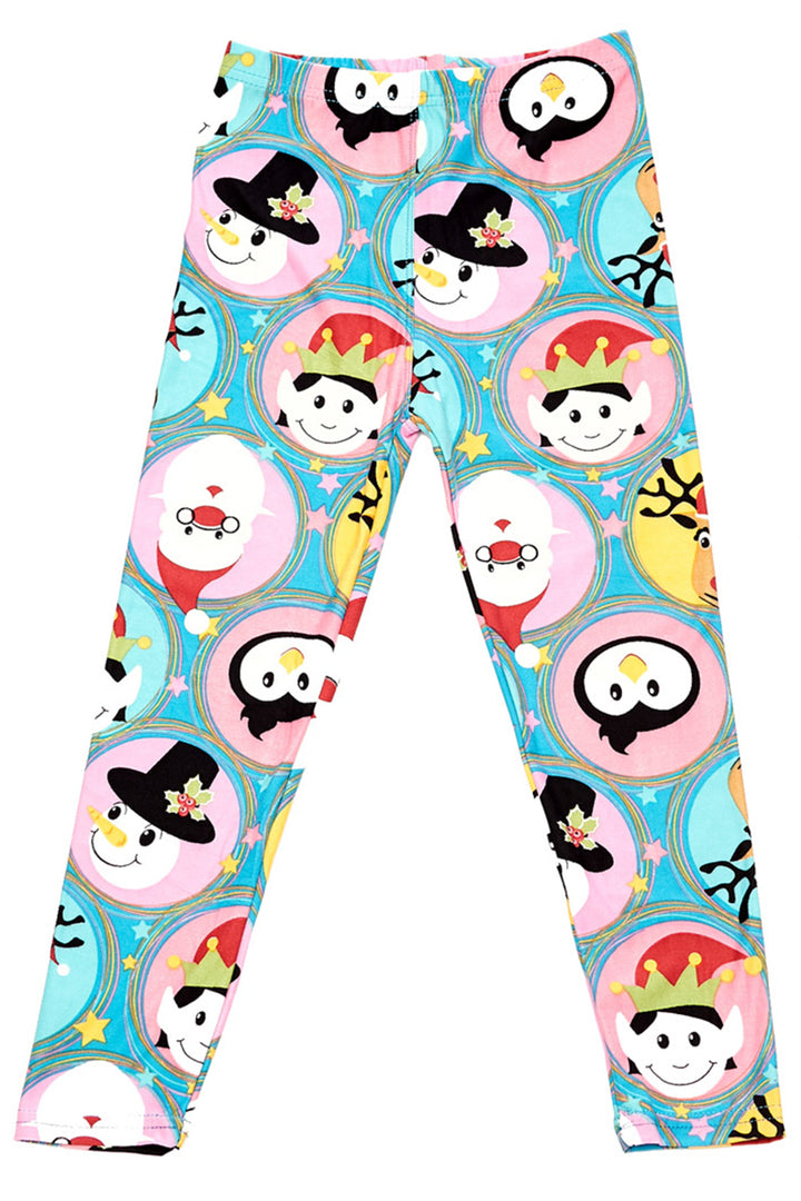 Buttery Soft Cute Christmas Faces Kids Leggings