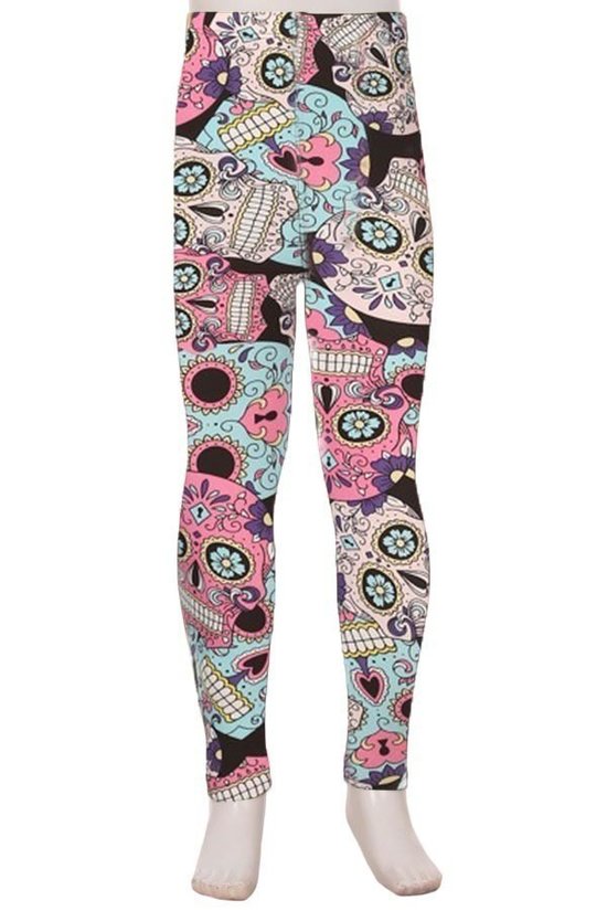 Buttery Soft Pastel Sugar Skull Kids Leggings