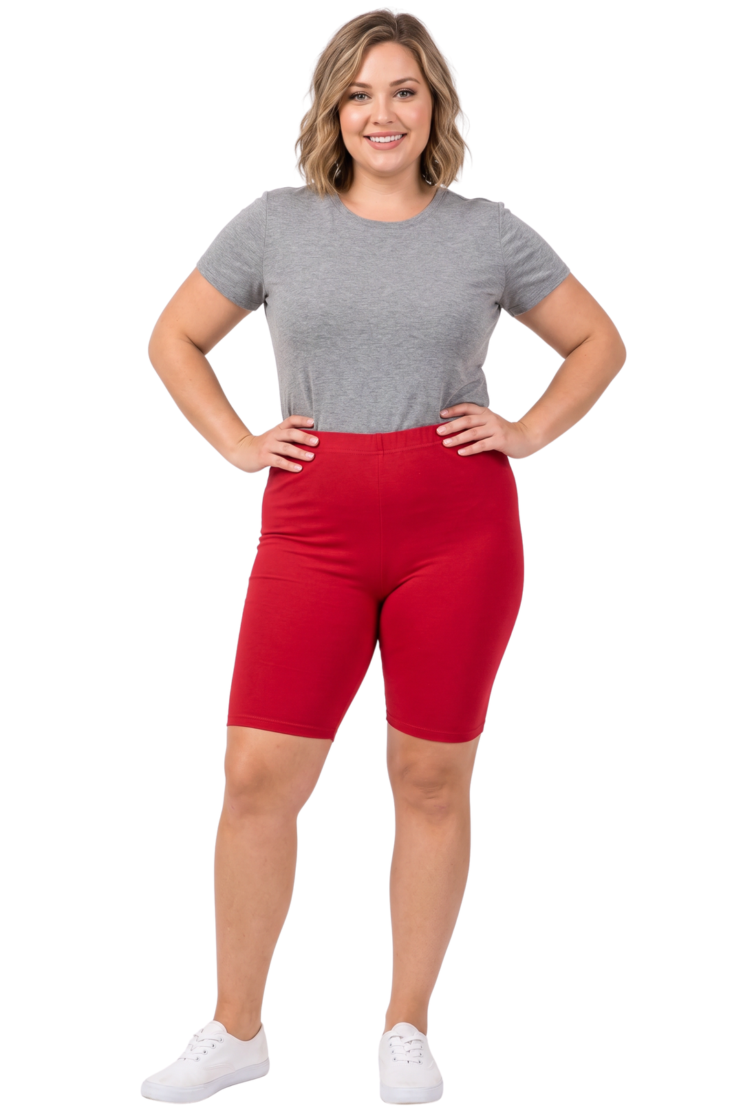 USA Basic Cotton Plus Size Thigh Shorts - Bermuda Shorts