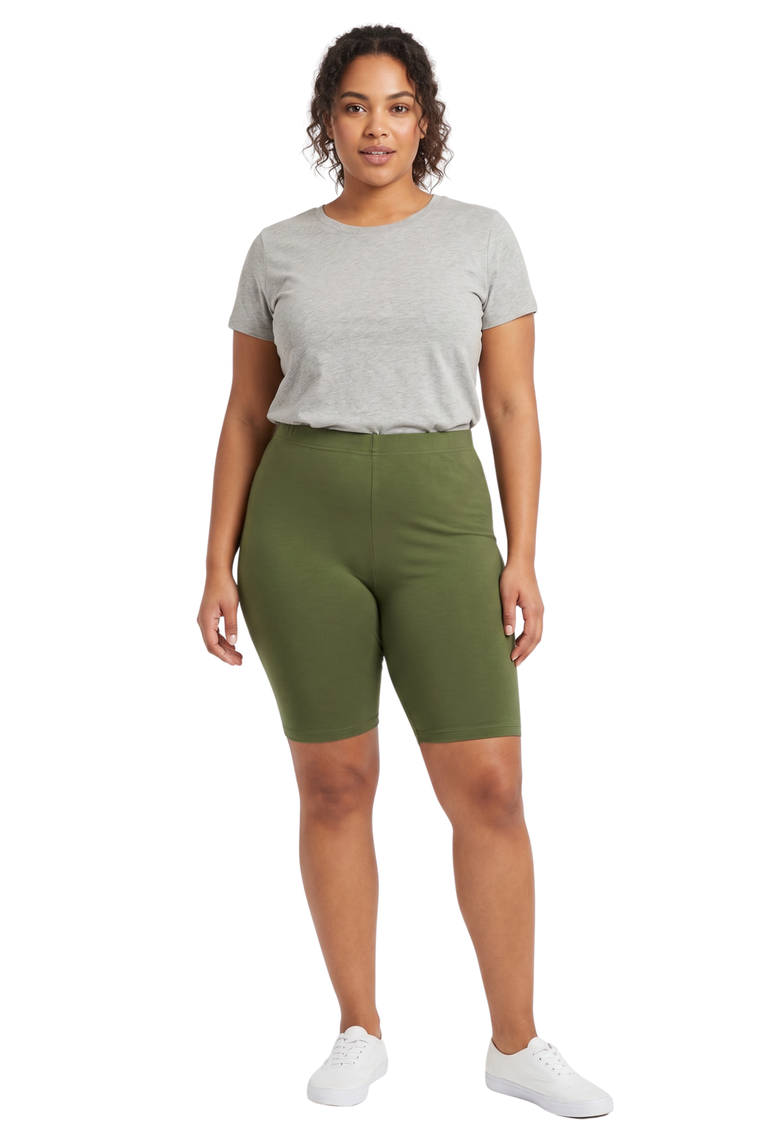 USA Basic Cotton Plus Size Thigh Shorts - Bermuda Shorts