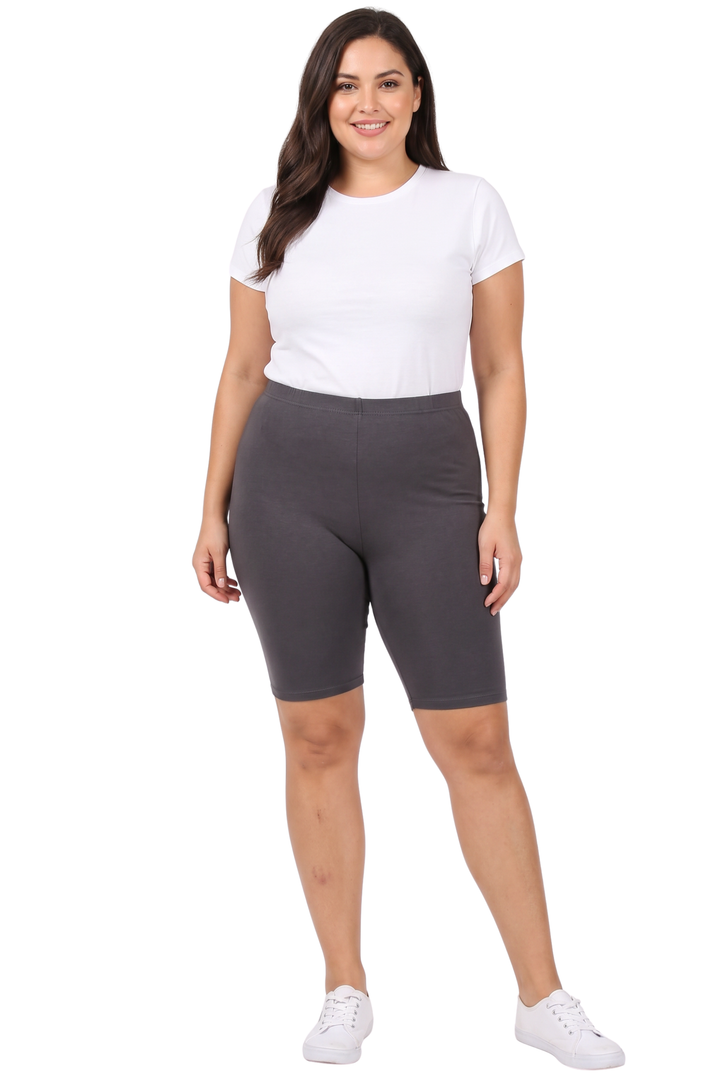 USA Basic Cotton Plus Size Thigh Shorts - Bermuda Shorts