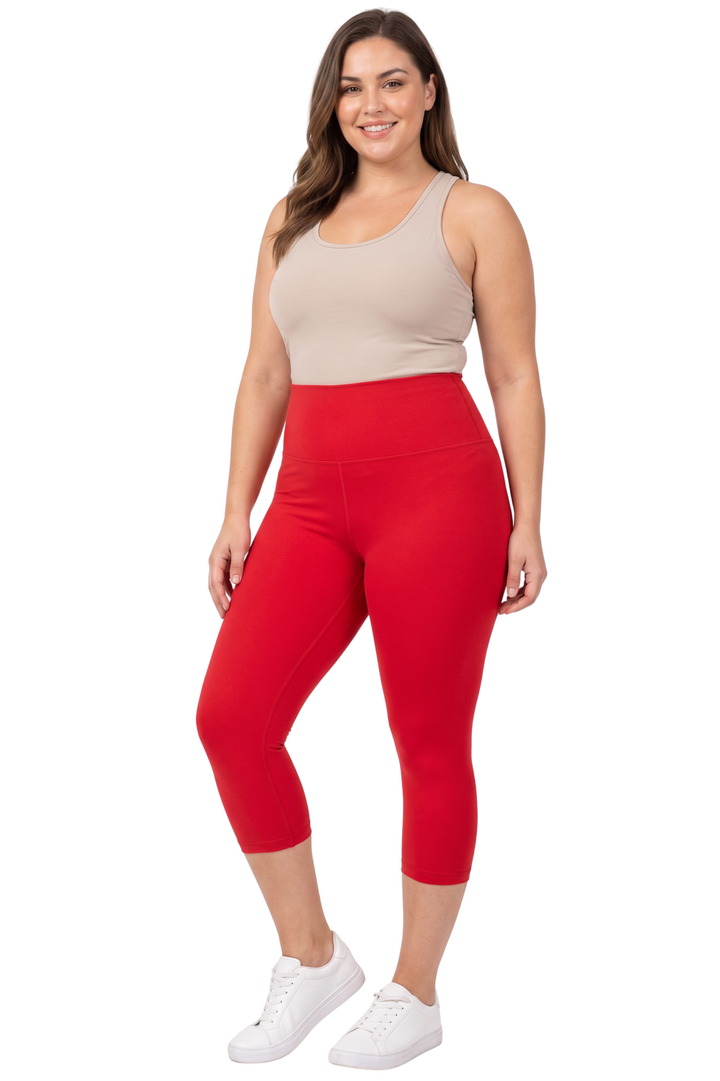 Buttery Smooth Basic Solid High Waisted Plus Size Capris - 5 Inch - New Mix