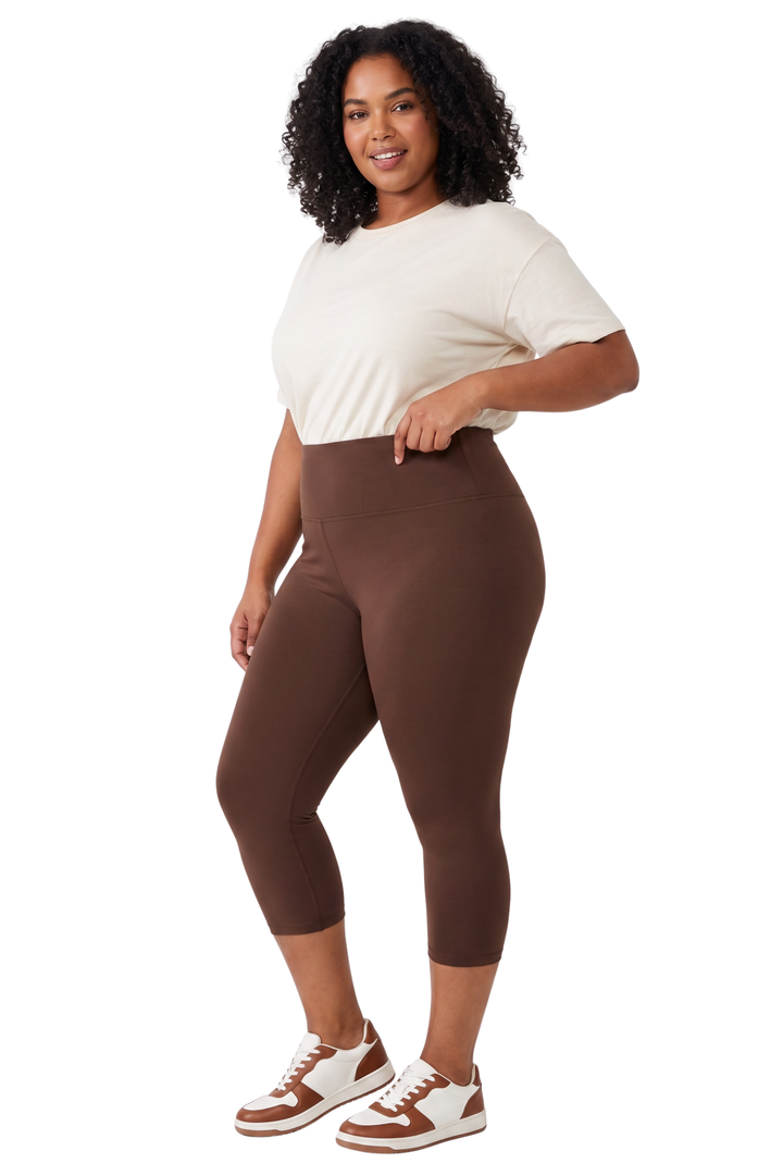 Buttery Smooth Basic Solid High Waisted Plus Size Capris - 5 Inch - New Mix