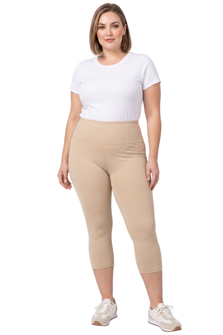 Buttery Smooth Basic Solid High Waisted Plus Size Capris - 5 Inch - New Mix