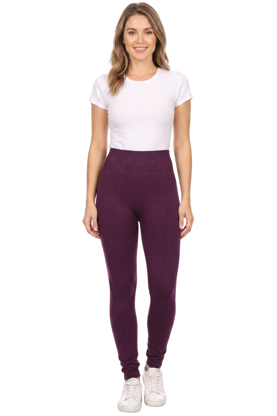 Banded High Waist Fleece Lined Leggings - Plus Size