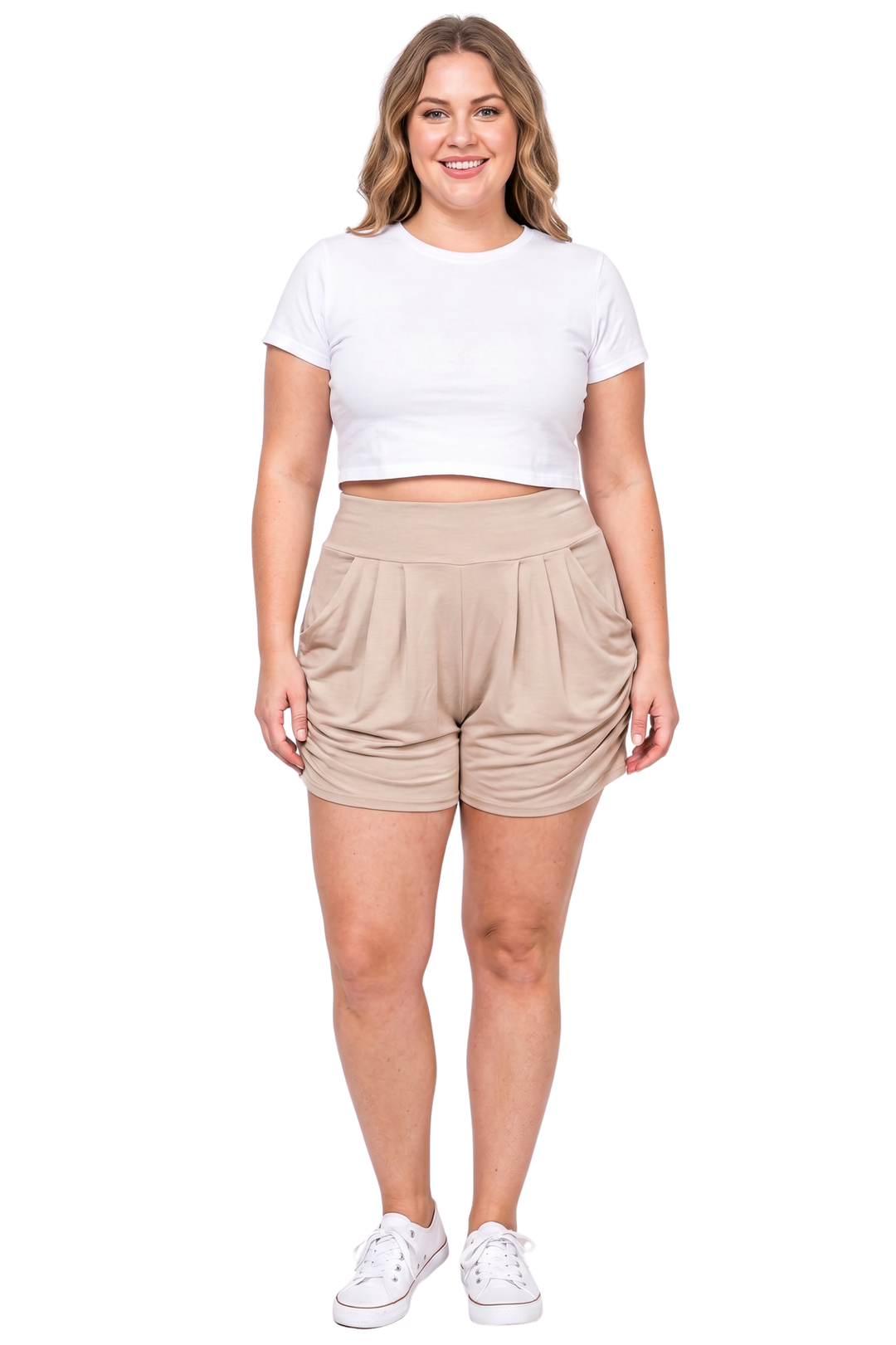 Buttery Soft Solid Basic Plus Size Harem Shorts