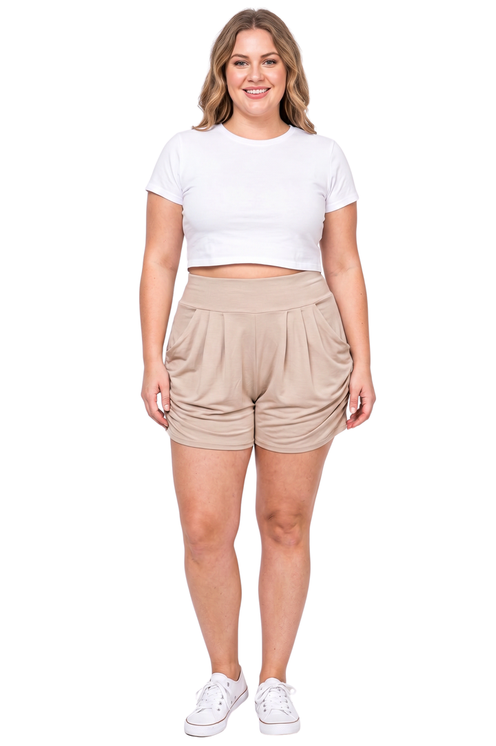 Buttery Soft Solid Basic Plus Size Harem Shorts