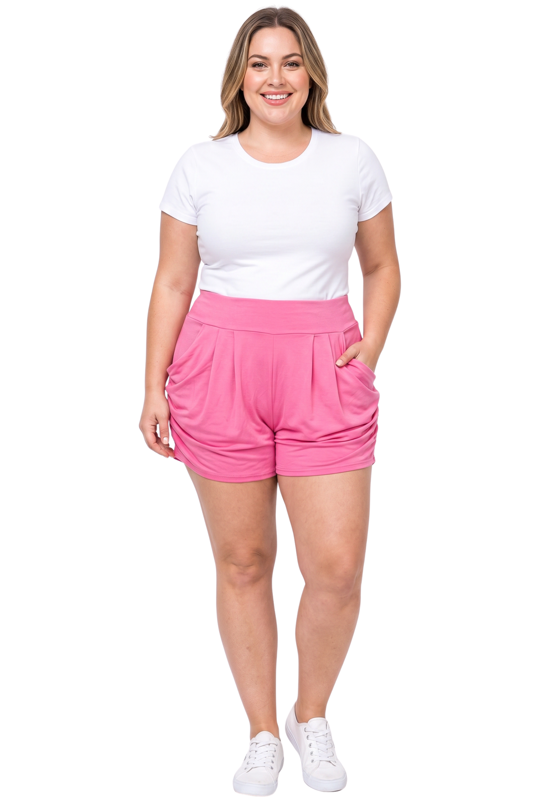 Buttery Soft Solid Basic Plus Size Harem Shorts