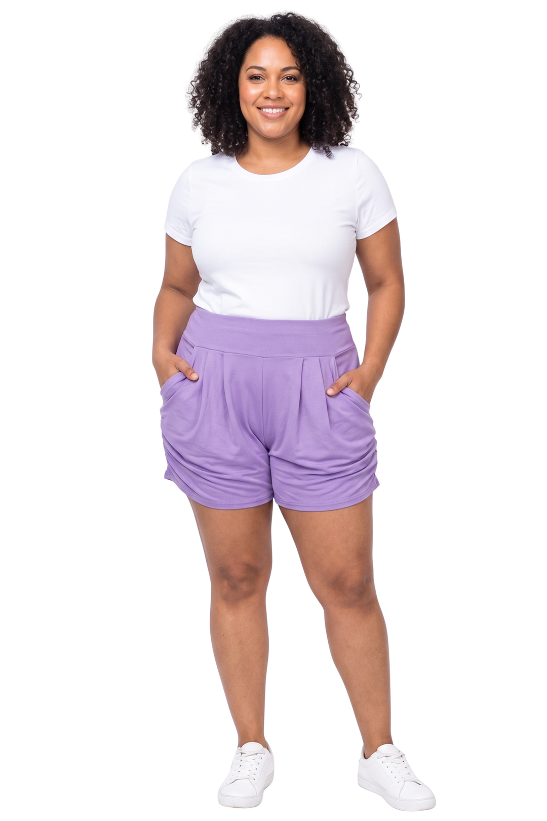 Buttery Soft Solid Basic Plus Size Harem Shorts