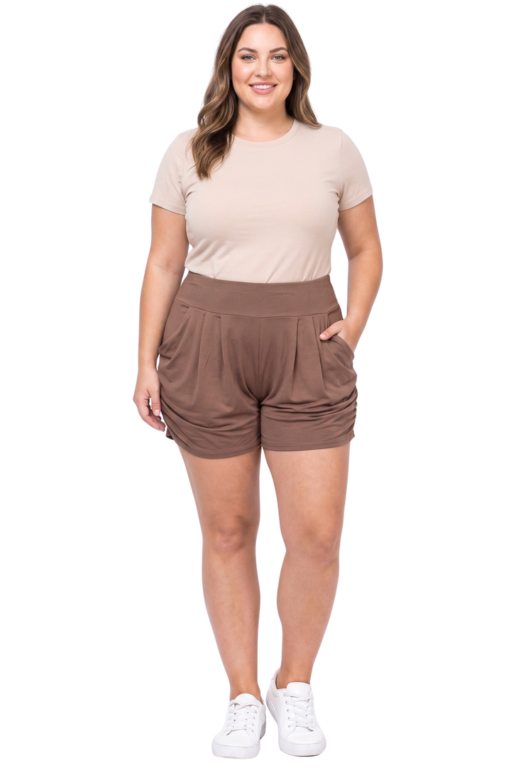 Buttery Soft Solid Basic Plus Size Harem Shorts
