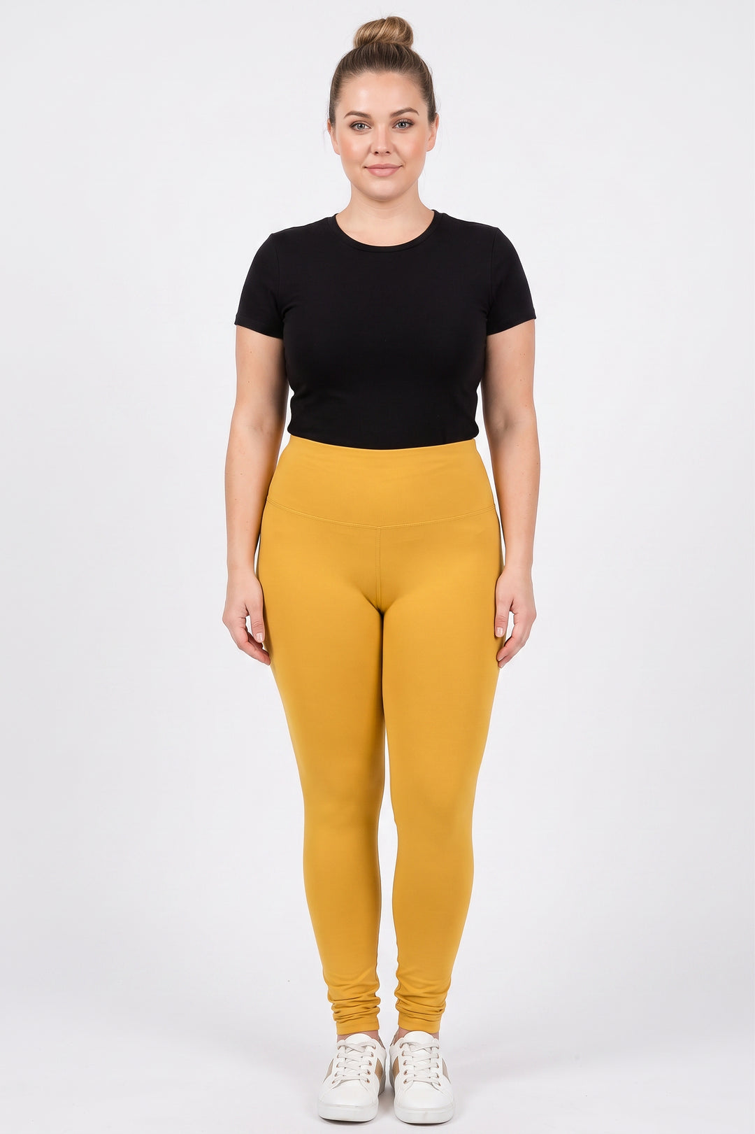 Buttery Smooth Basic Solid High Waisted Plus Size Leggings - 5 Inch - New Mix