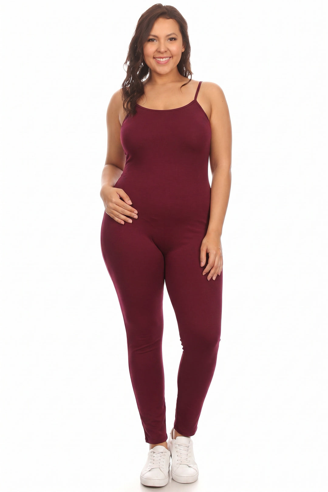 USA Basic Cotton Spaghetti Strap Plus Size Jumpsuit