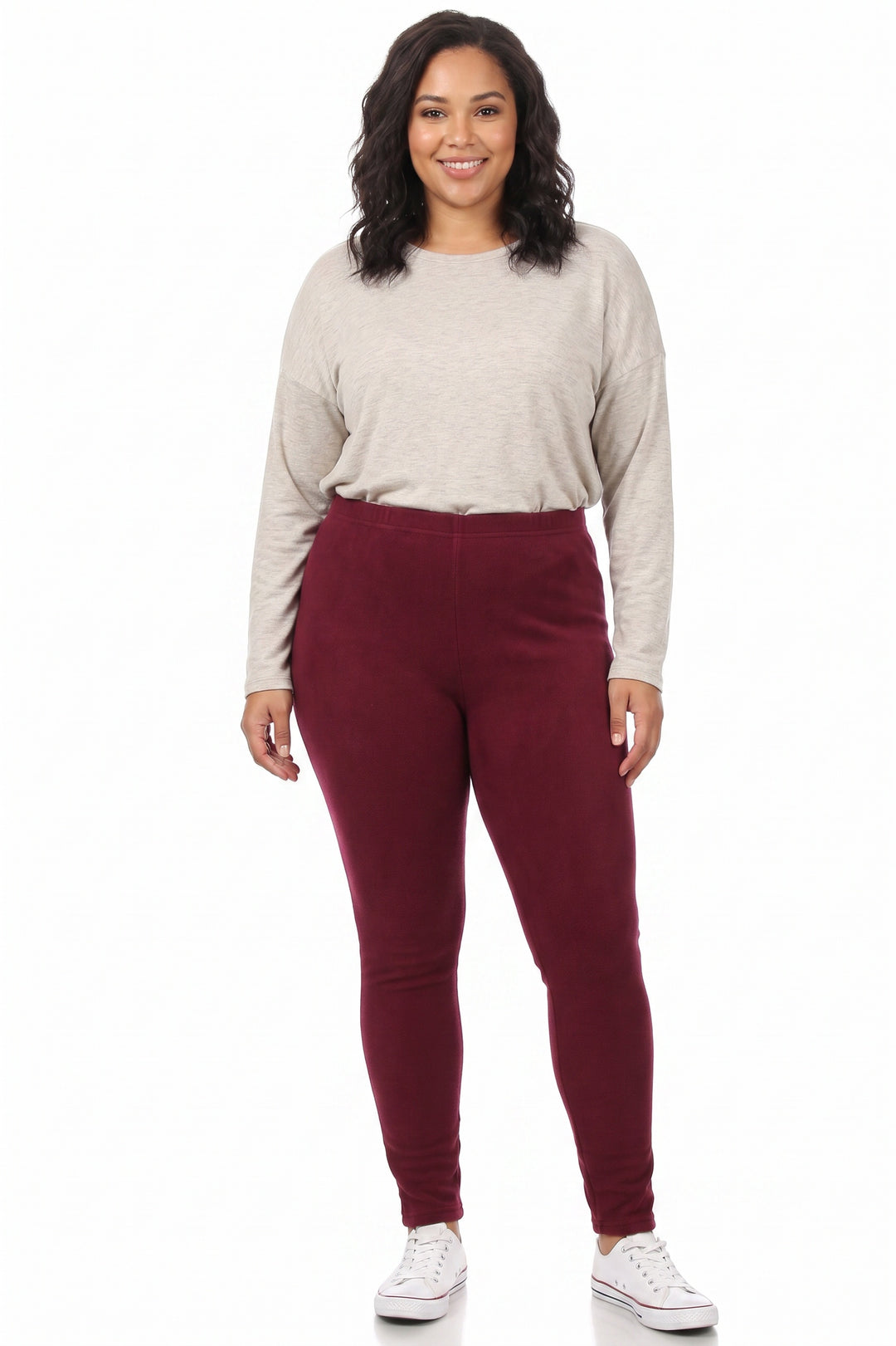 Warm Solid Fur Lined Plus Size Leggings