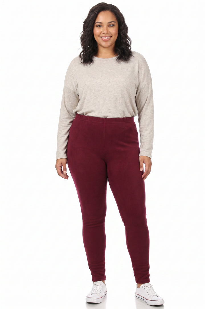 Warm Solid Fur Lined Plus Size Leggings
