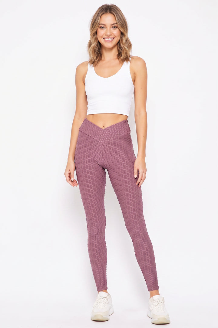 Scrunch Butt Textured V-Waist High Waisted Leggings