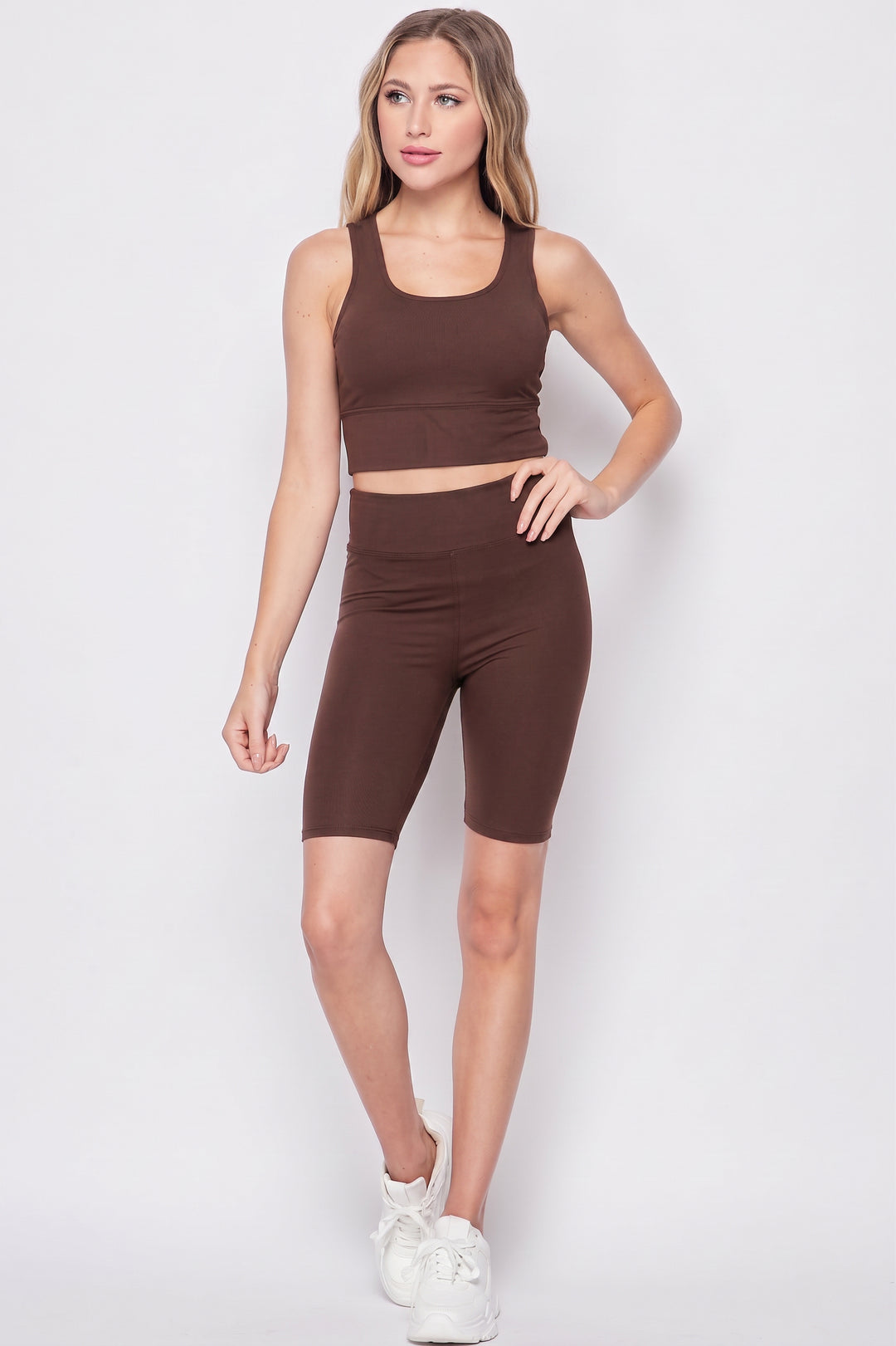 Buttery Soft 2 Piece High Waisted Shorts and Crop Top Bra Set