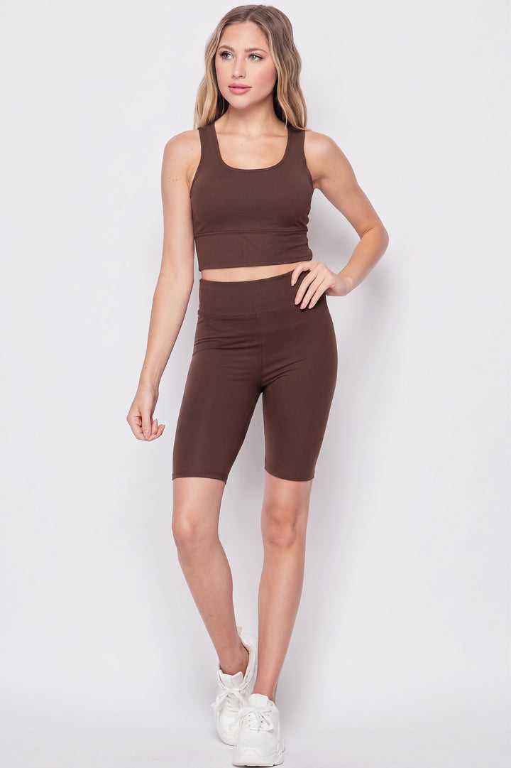 Buttery Soft 2 Piece High Waisted Shorts and Crop Top Bra Set