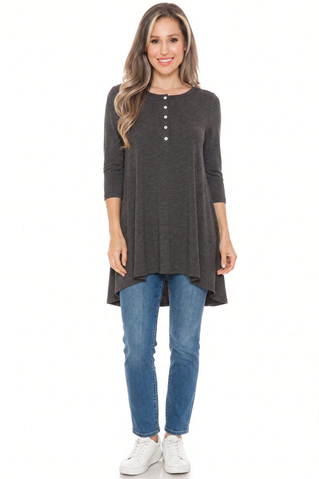 Button Up 3/4 Sleeve Casual Top