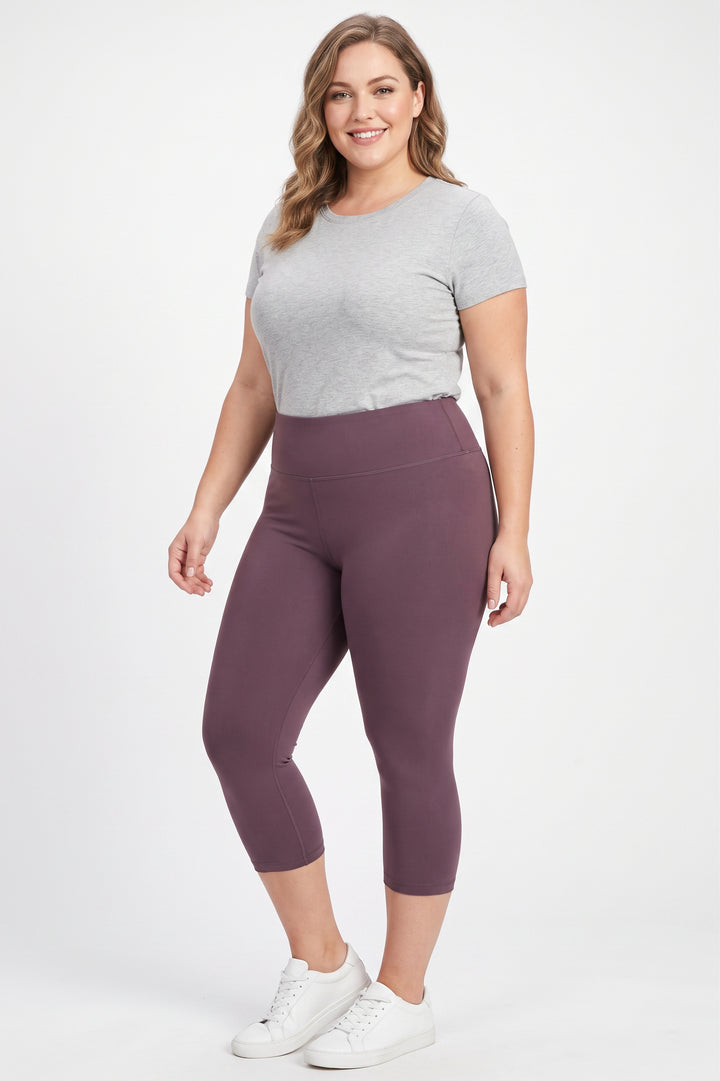 Buttery Smooth Basic Solid High Waisted Extra Plus Size Capris - 3 Inch - 3X-5X  - New Mix