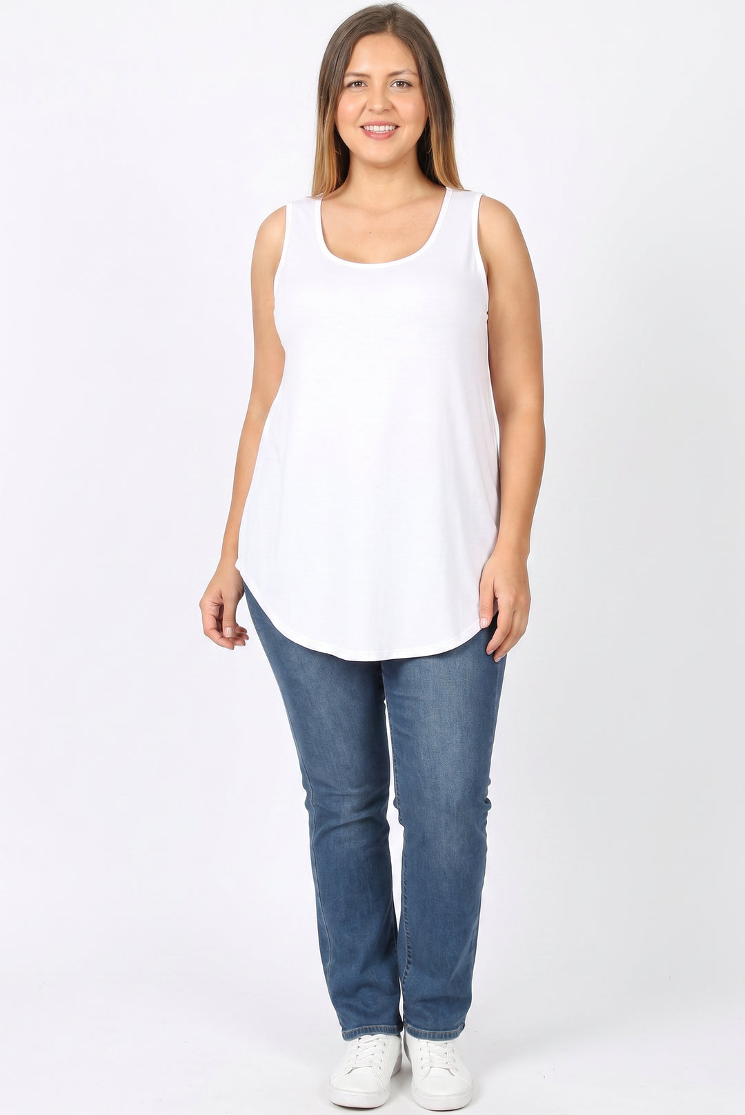 Premium Round Neck Round Hem Plus Size Tank Top