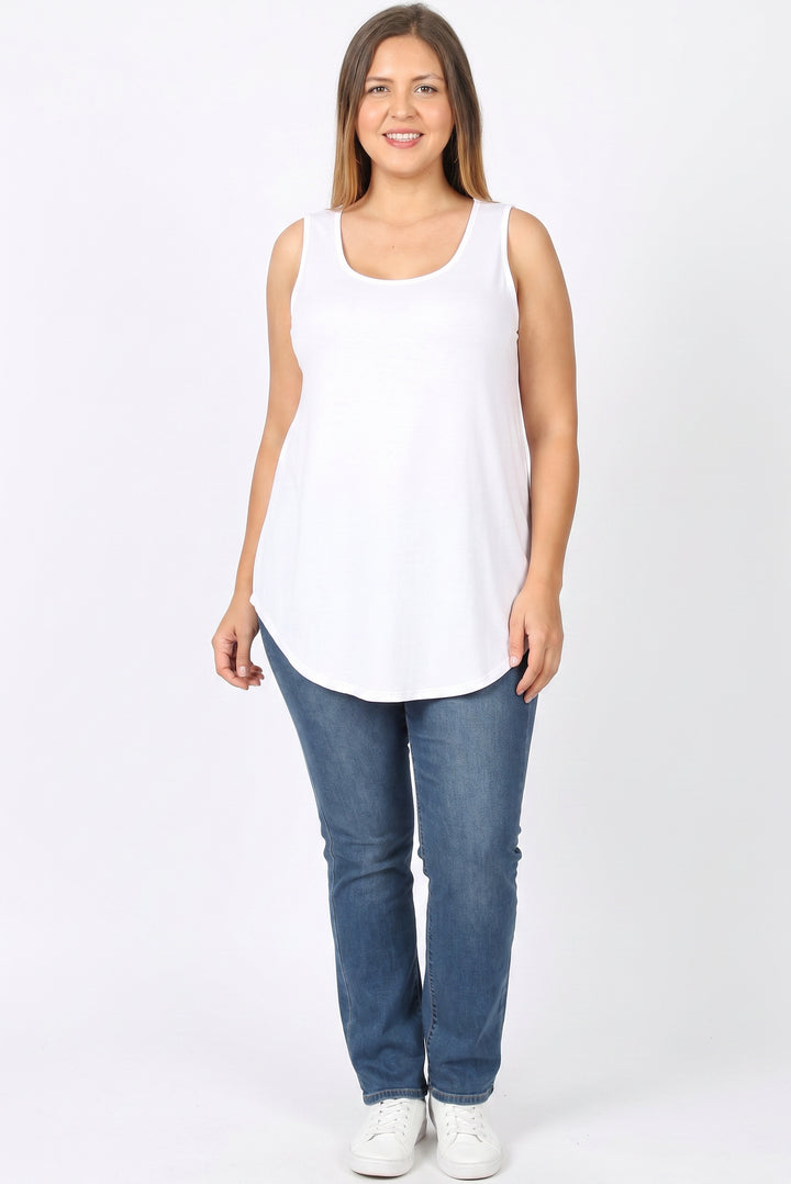 Premium Round Neck Round Hem Plus Size Tank Top