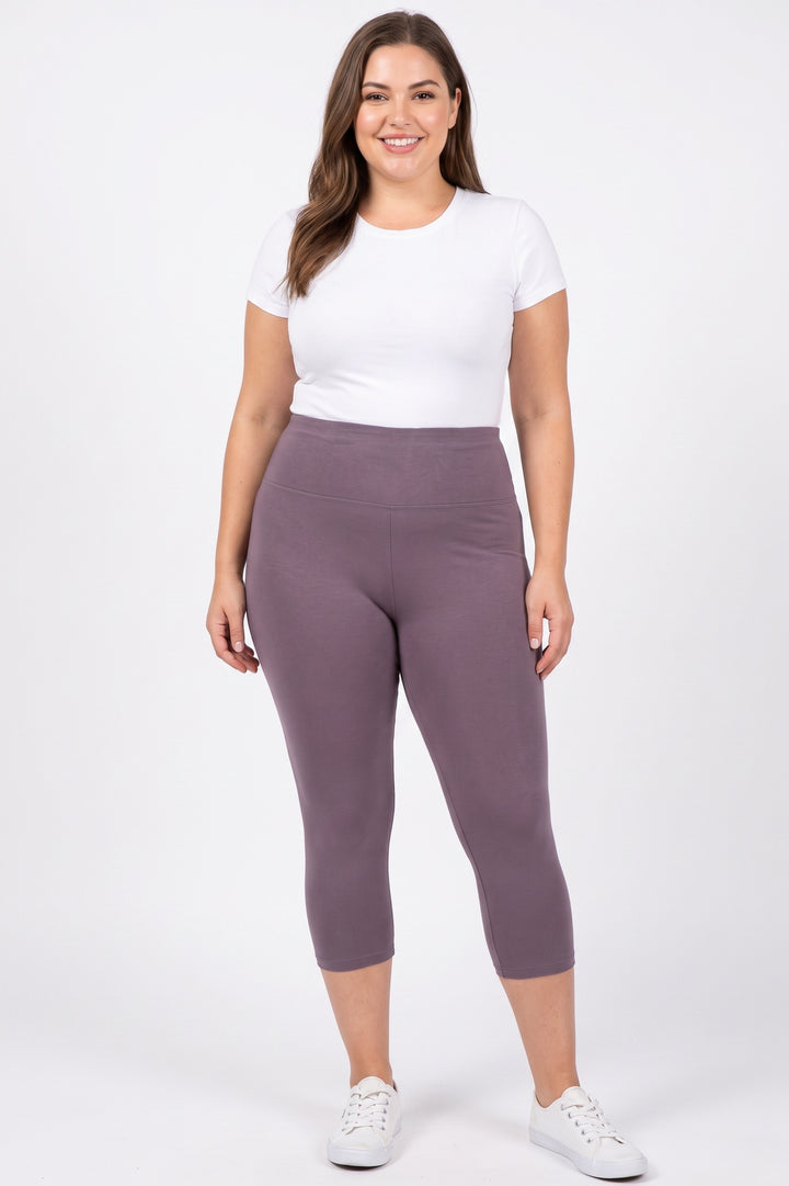 Buttery Smooth Basic Solid High Waisted Extra Plus Size Capris - 5 Inch - 3X-5X - New Mix