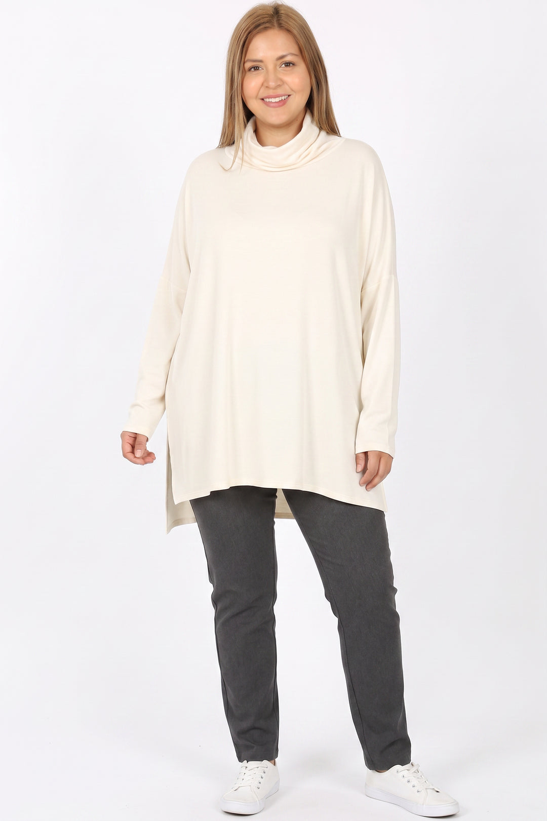 Rayon Cowl Neck Dolman Sleeve Plus Size Top