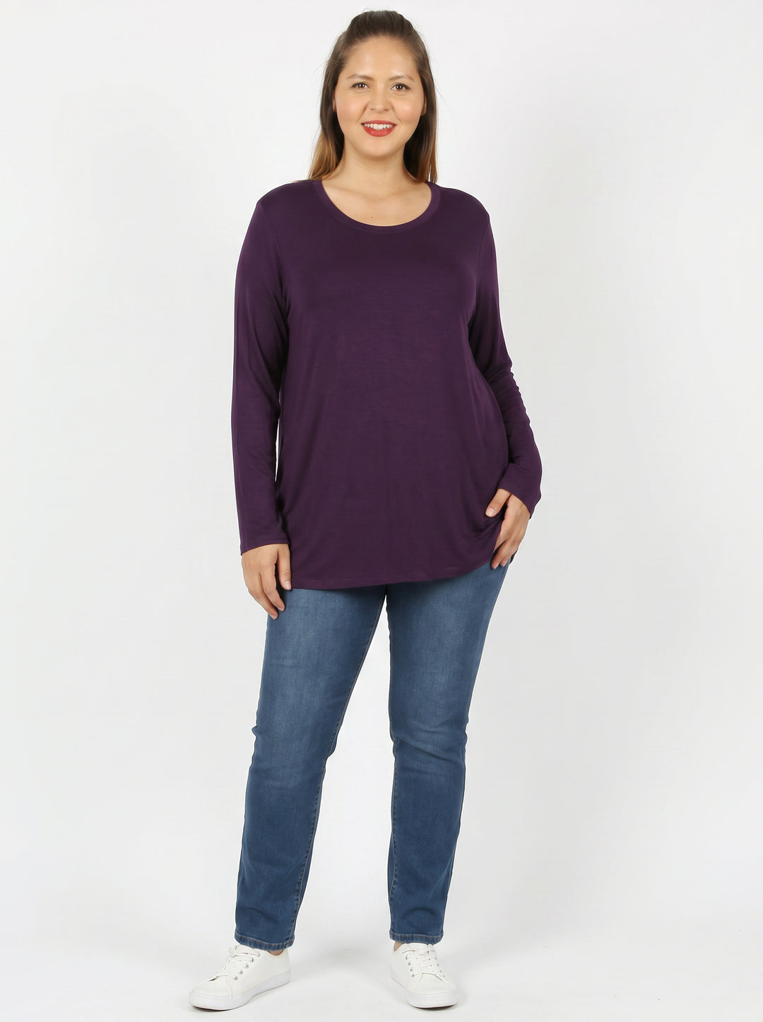Premium Round Neck Long Sleeve Rayon Plus Size Top