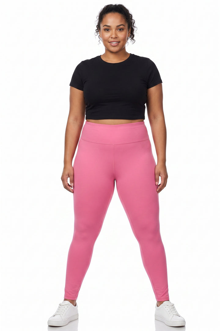 Buttery Smooth Basic Solid High Waisted Plus Size Leggings - 3 Inch Band