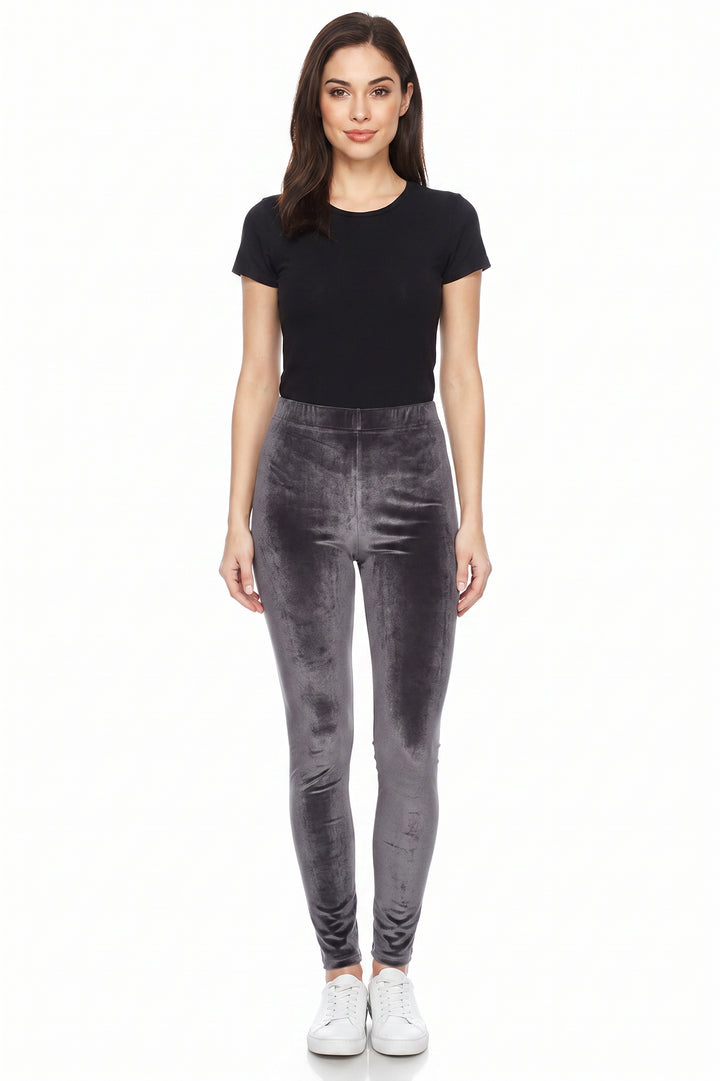 Solid Brushed Velour Velvet Leggings