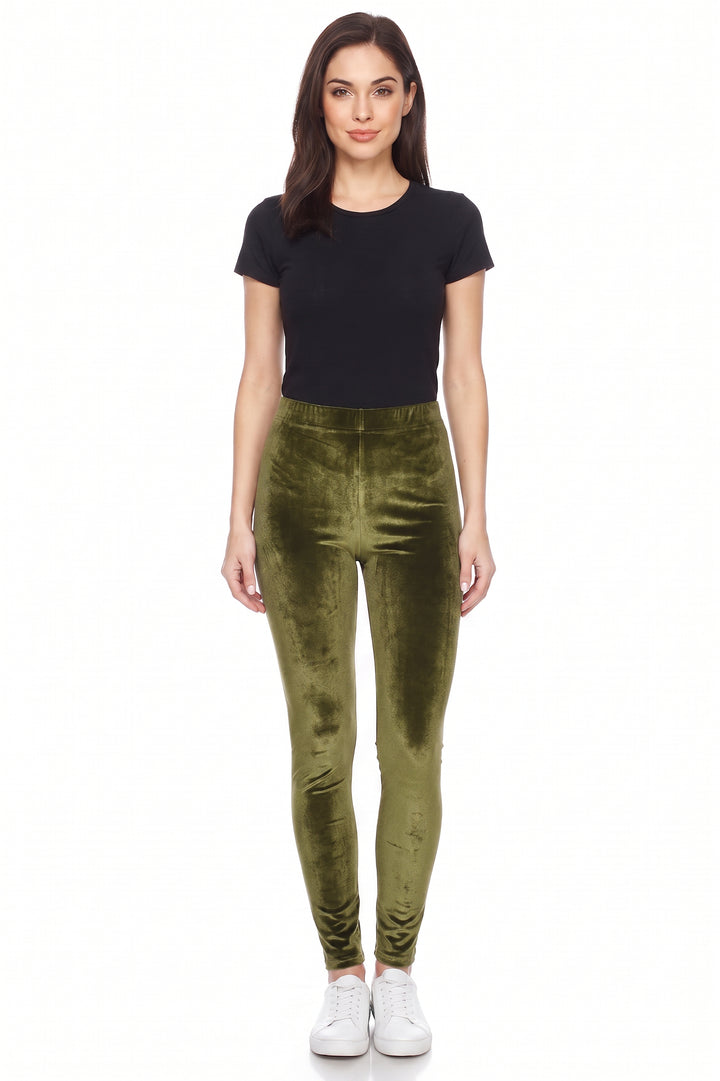 Solid Brushed Velour Velvet Leggings
