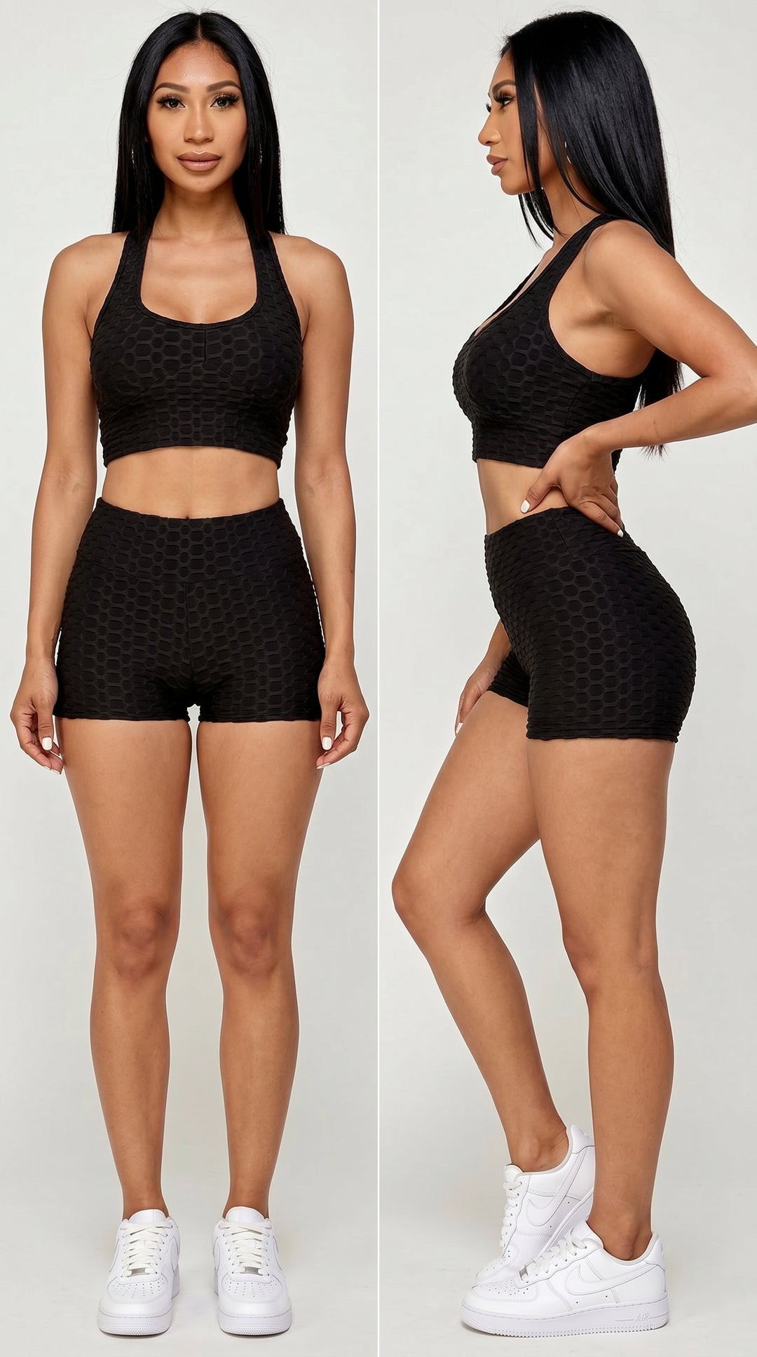 2 Piece Scrunch Butt Shorts and Crisscross Crop Top Set