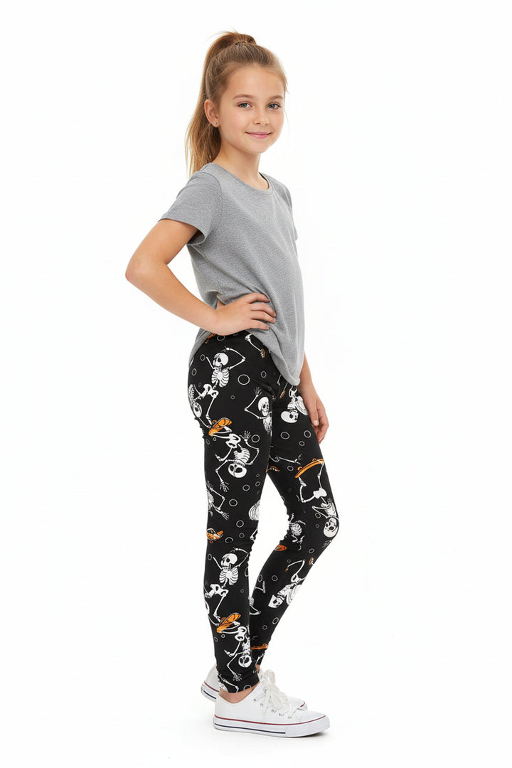 Buttery Soft Skateboarding Skeletons Halloween Kids Leggings