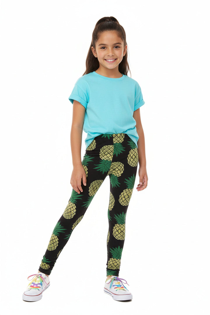 Buttery Soft Green Pineapple Kids Leggings - EEVEE