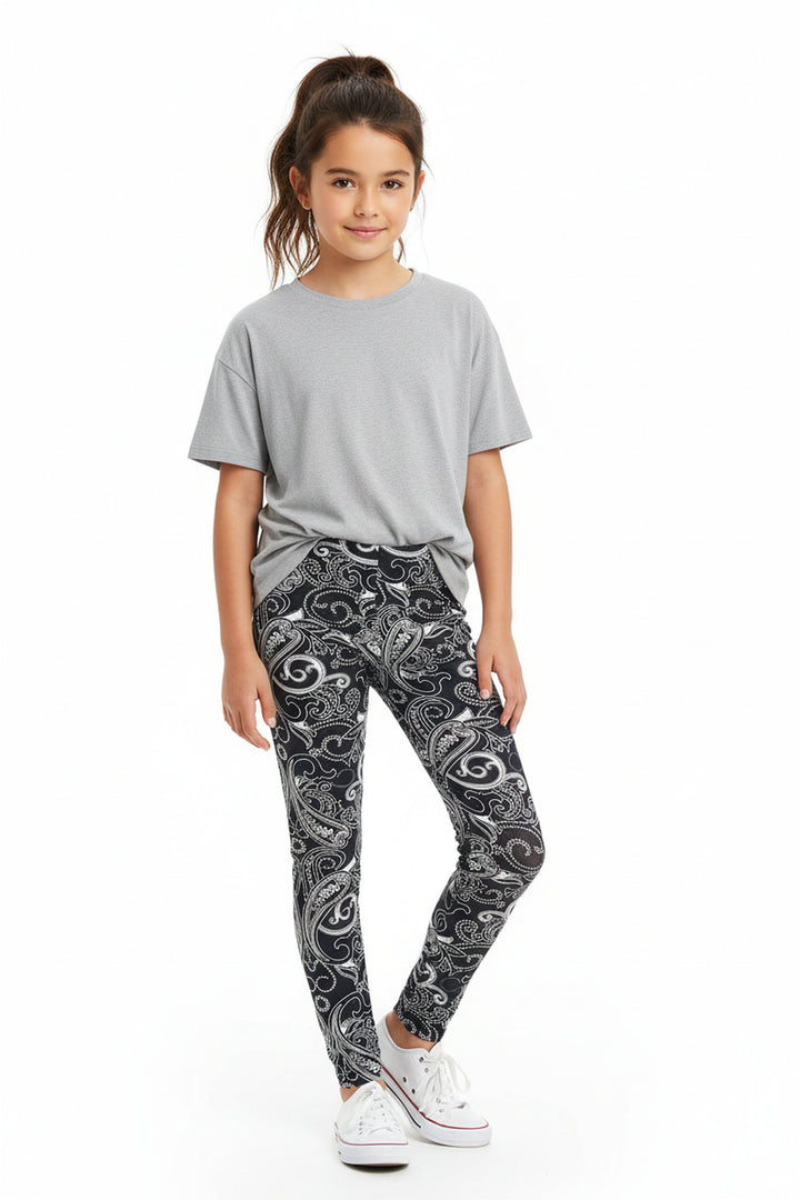 Buttery Soft Navy Paisley Kids Leggings