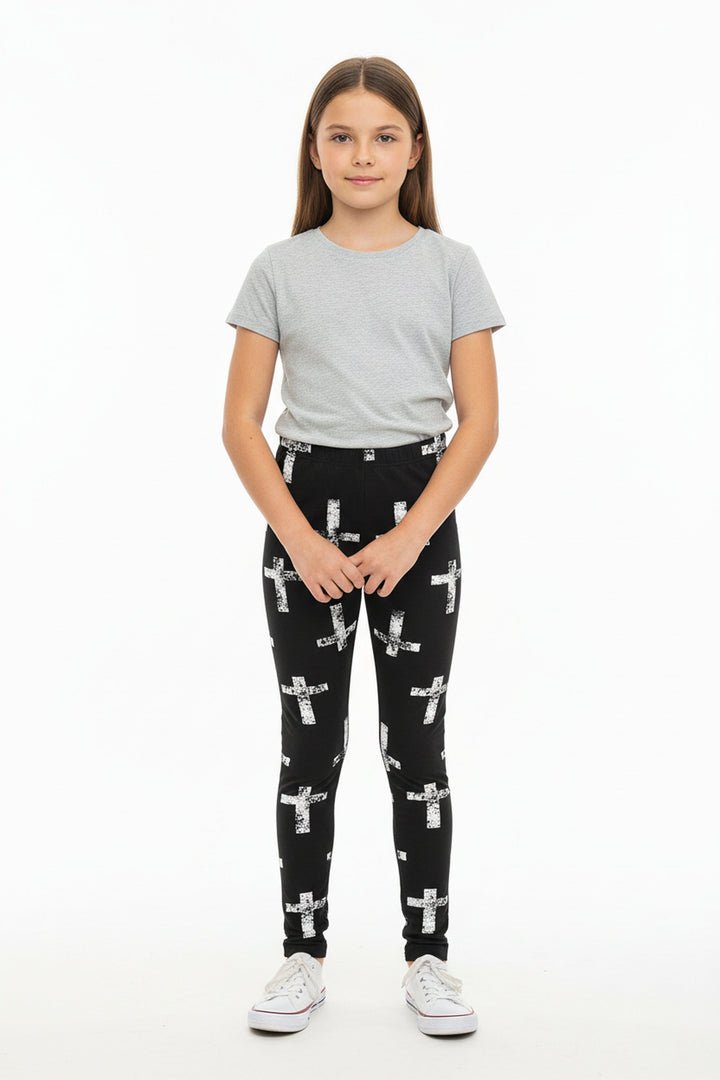 Buttery Soft Faded Cross Kids Leggings