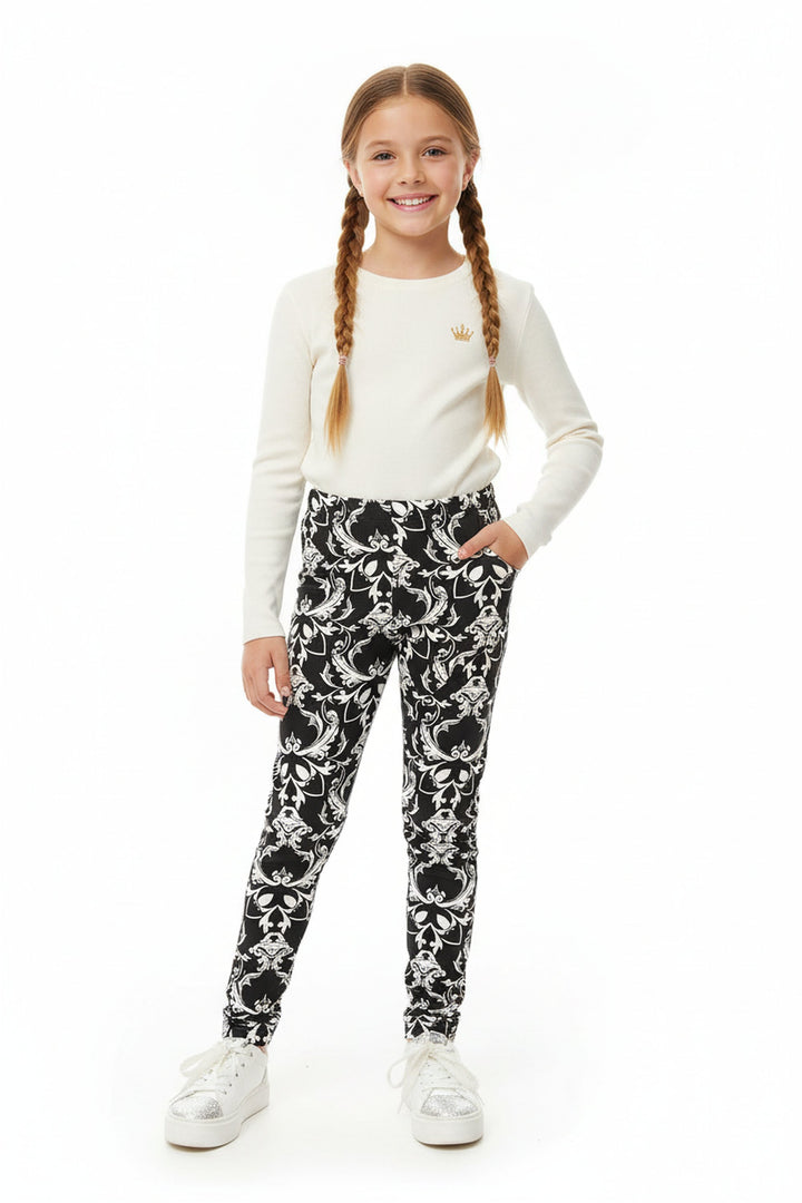 Buttery Soft Baroque Wreath Kids Leggings