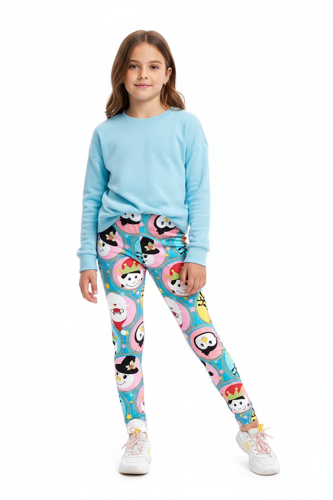 Buttery Soft Cute Christmas Faces Kids Leggings