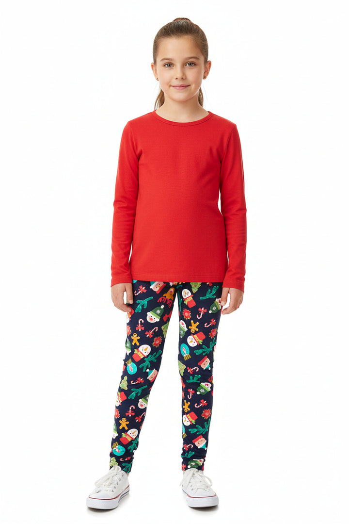Buttery Soft Christmas Friends and Candy Canes Kids Leggings