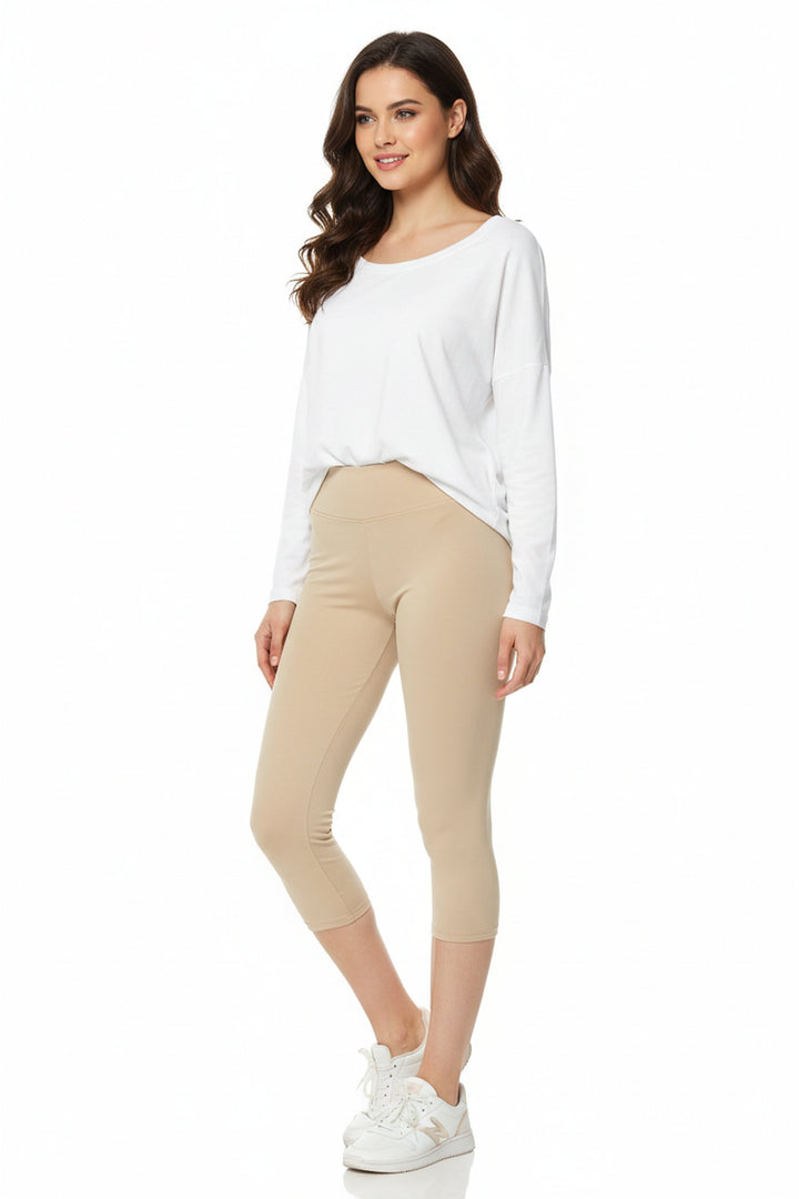 Buttery Smooth Basic Solid High Waisted Plus Size Capris - 3 Inch - New Mix