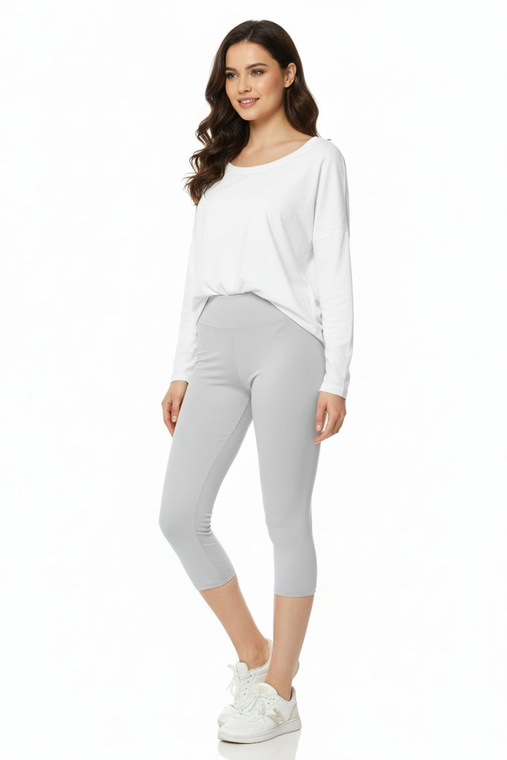 Buttery Smooth Basic Solid High Waisted Plus Size Capris - 3 Inch - New Mix