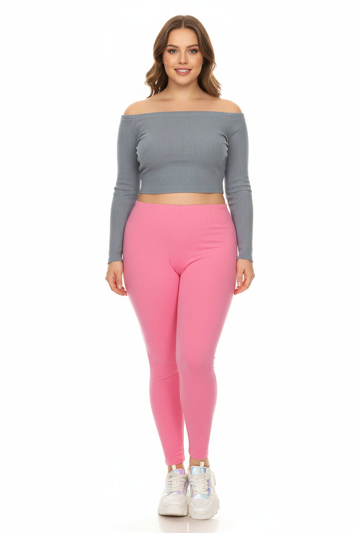 Buttery Smooth Basic Solid Extra Plus Size Leggings - 3X-5X - New Mix