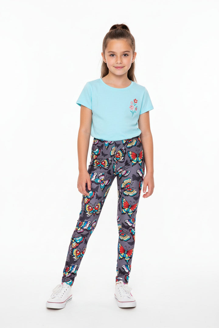 Creamy Soft Jewel Tone Butterfly Kids Leggings - USA Fashion