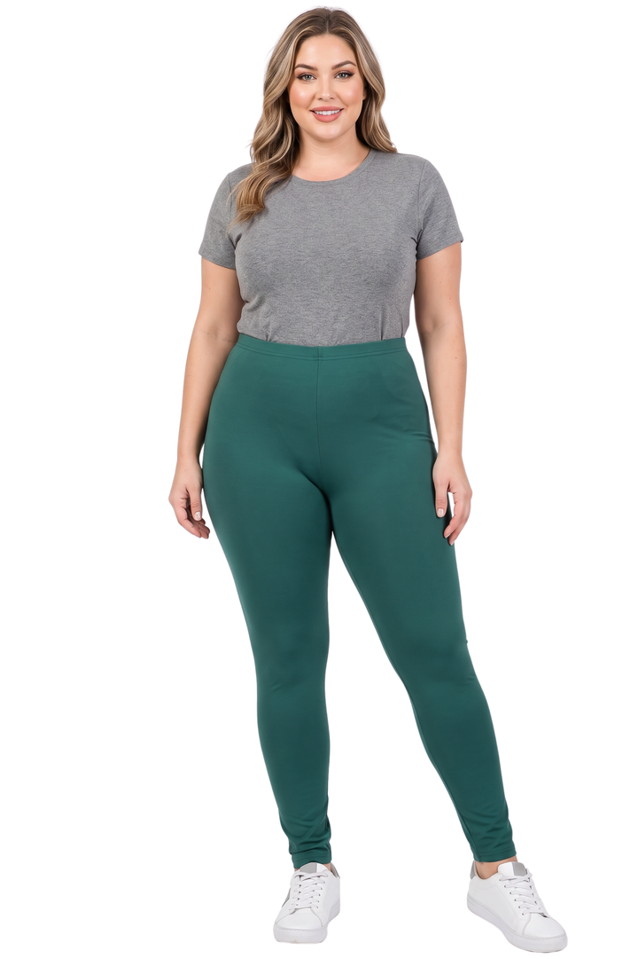 Buttery Smooth Basic Solid Plus Size Leggings - New Mix