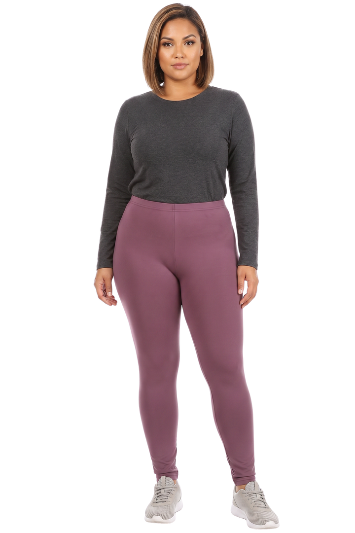 Buttery Smooth Basic Solid Plus Size Leggings - New Mix